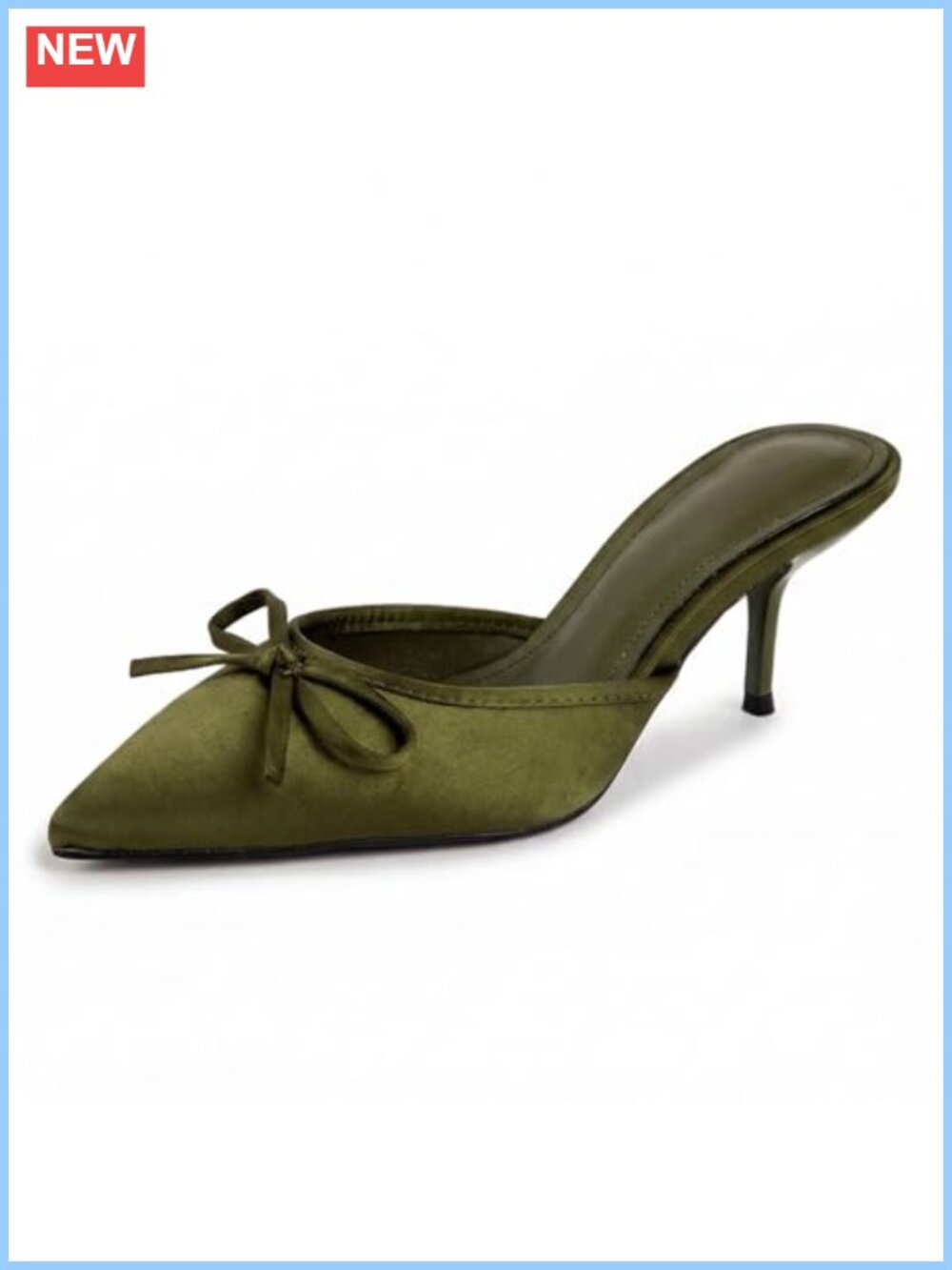 Satin Bow Pointed Toe Kitten Heel Mules Slip On Slingback Pumps Formal